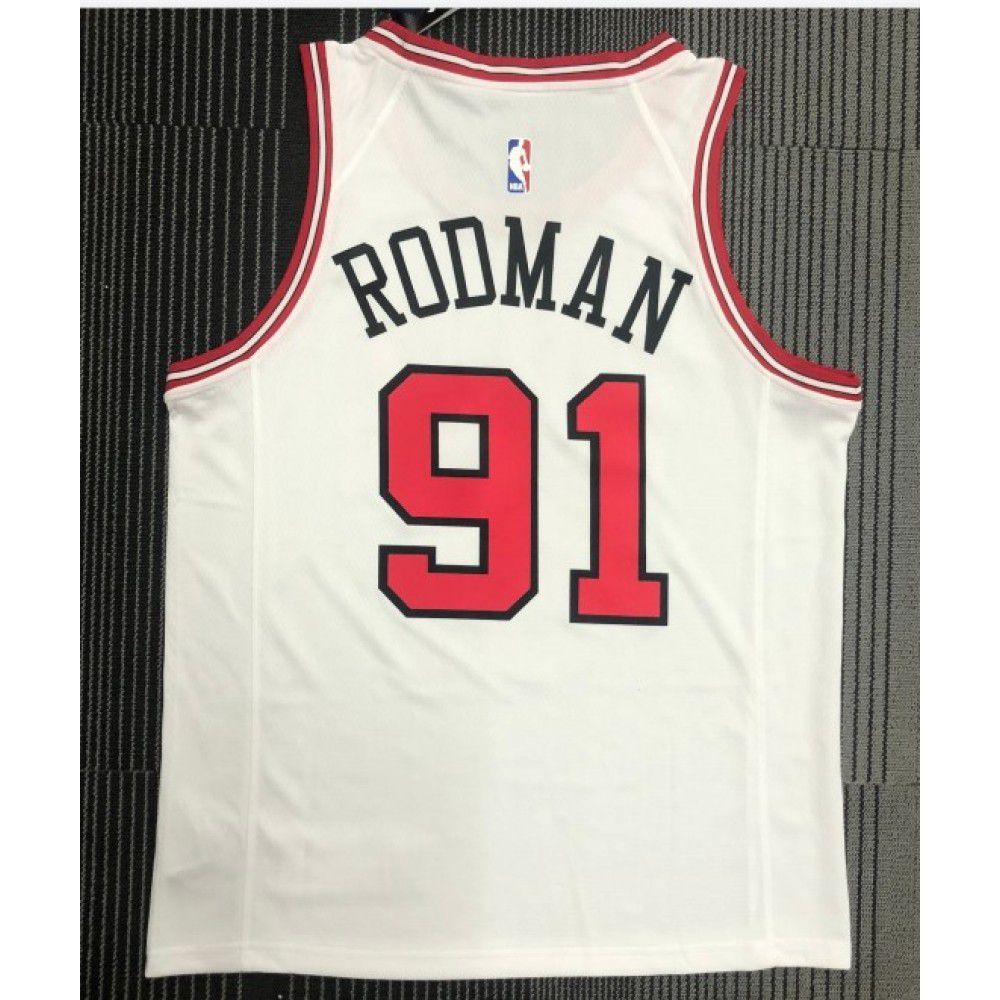 Men's Chicago Bulls Dennis Rodman #91 White Swingman Jersey - Association Edition-Pro Kit Vault | Brand New 26/27 Sports Jerseys